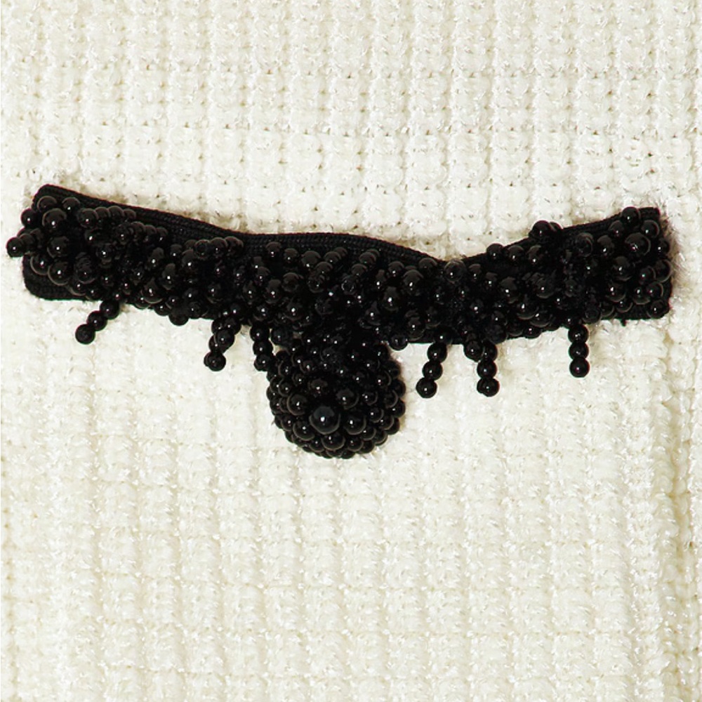 Self Portrait Pearl Trim Knit Mini Dress in White (Size M) - Picture 4 of 4